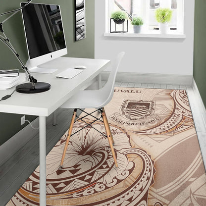 Tuvalu Area Rug - Hibiscus Flowers Vintage Style