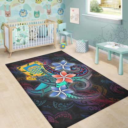 Tuvalu Area Rug - Plumeria Flowers Style