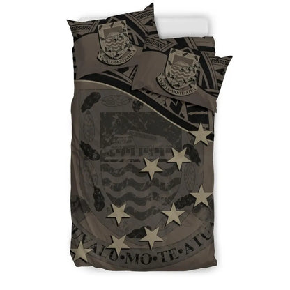 Tuvalu Duvet Cover Set - Coat Of Arms & Flag Brown