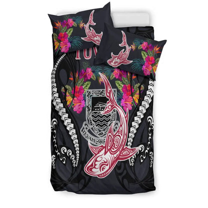 Tuvalu Bedding Set - Polynesian Shark Hibiscus Flower