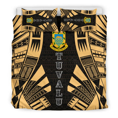 Tuvalu Duvet Cover Set - Polynesian Tattoo Gold