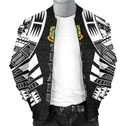 Tuvalu Bomber Jackets - Polynesian Tattoo Black