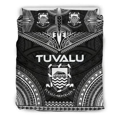 Tuvalu Polynesian Chief Duvet Cover Set - Black Version