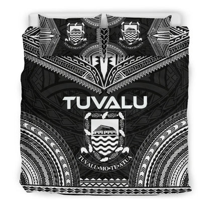 Tuvalu Polynesian Chief Duvet Cover Set - Black Version