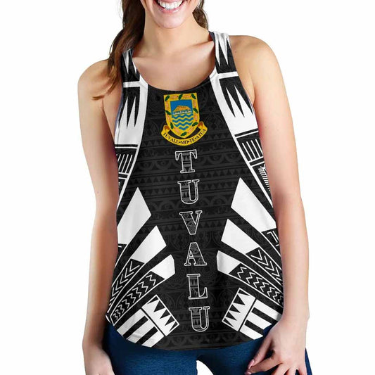 Tuvalu Women Racerback Tank - Polynesian Tattoo Black