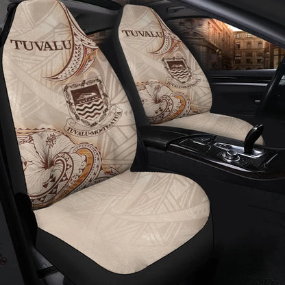 Tuvalu Car Seat Cover - Hibiscus Flowers Vintage Style