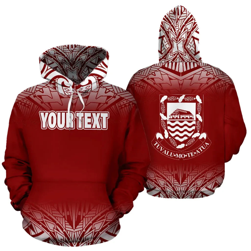 Tuvalu Custom Personalised All Over Hoodie - Fog Red