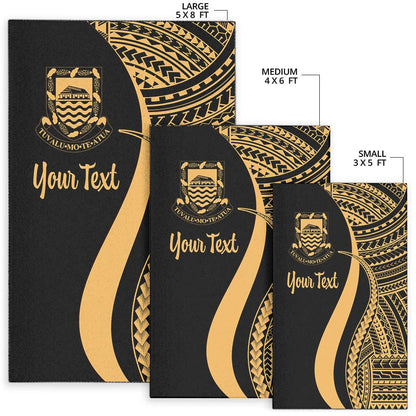 Tuvalu Custom Personalised Area Rug - Gold Polynesian Tentacle Tribal Pattern