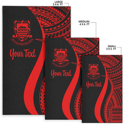 Tuvalu Custom Personalised Area Rug - Red Polynesian Tentacle Tribal Pattern