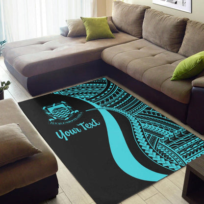 Tuvalu Custom Personalised Area Rug - Turquoise Polynesian Tentacle Tribal Pattern
