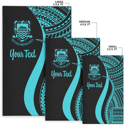 Tuvalu Custom Personalised Area Rug - Turquoise Polynesian Tentacle Tribal Pattern