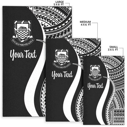 Tuvalu Custom Personalised Area Rug - White Polynesian Tentacle Tribal Pattern