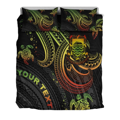 Tuvalu Custom Personalised Bedding Set - Reggae Turtle
