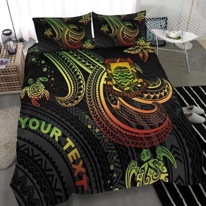 Tuvalu Custom Personalised Bedding Set - Reggae Turtle