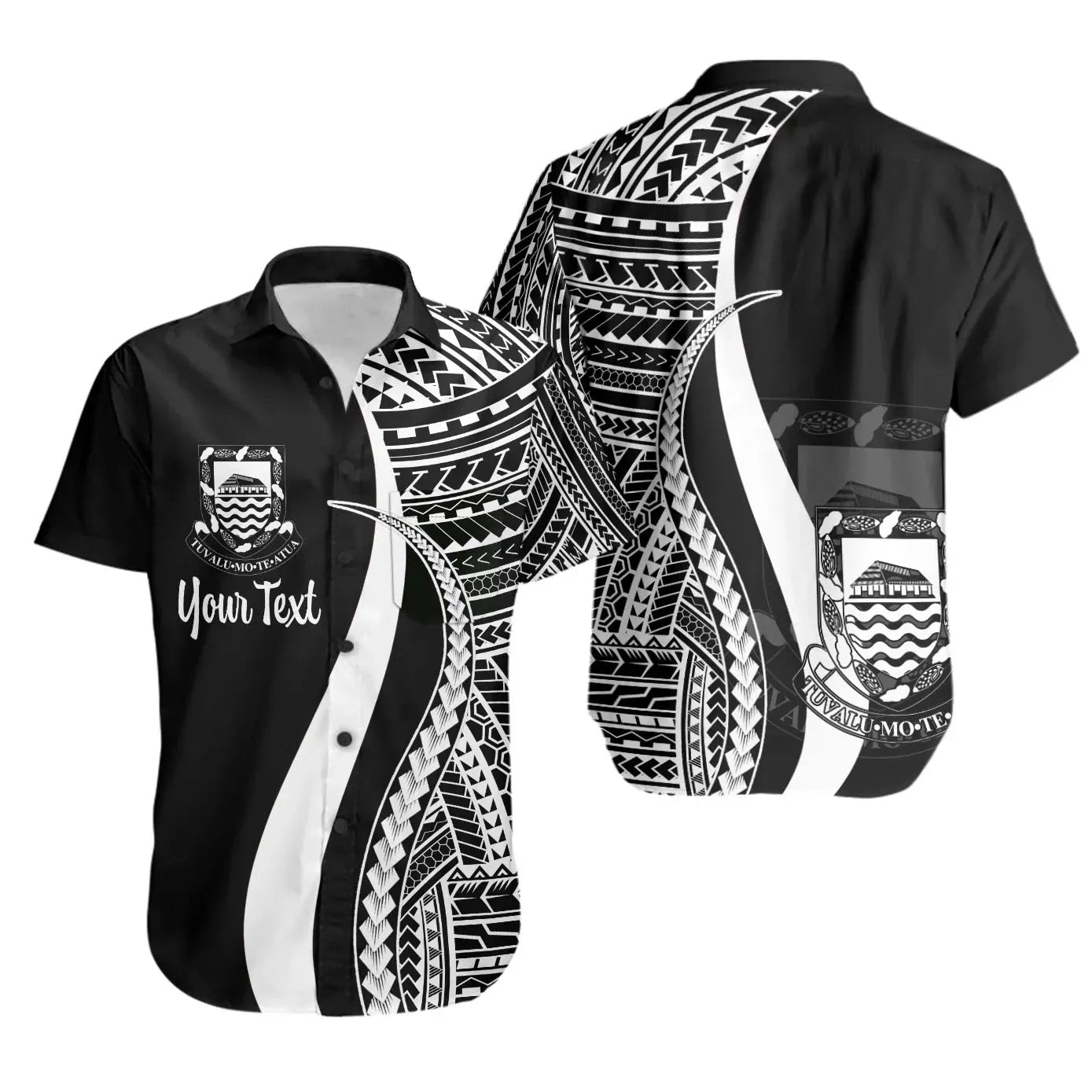 Tuvalu Custom Personalised Short Sleeve Shirt - White Polynesian Tentacle Tribal Pattern
