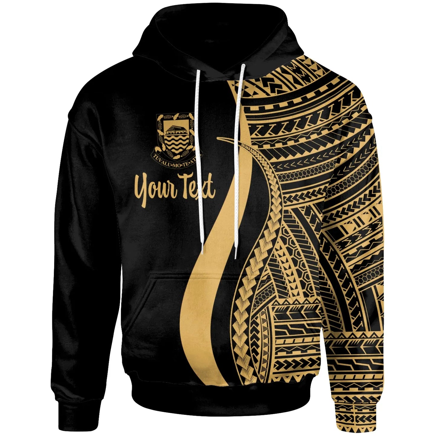 Tuvalu Custom Personalised Hoodie Gold - Tentacle Tribal Pattern
