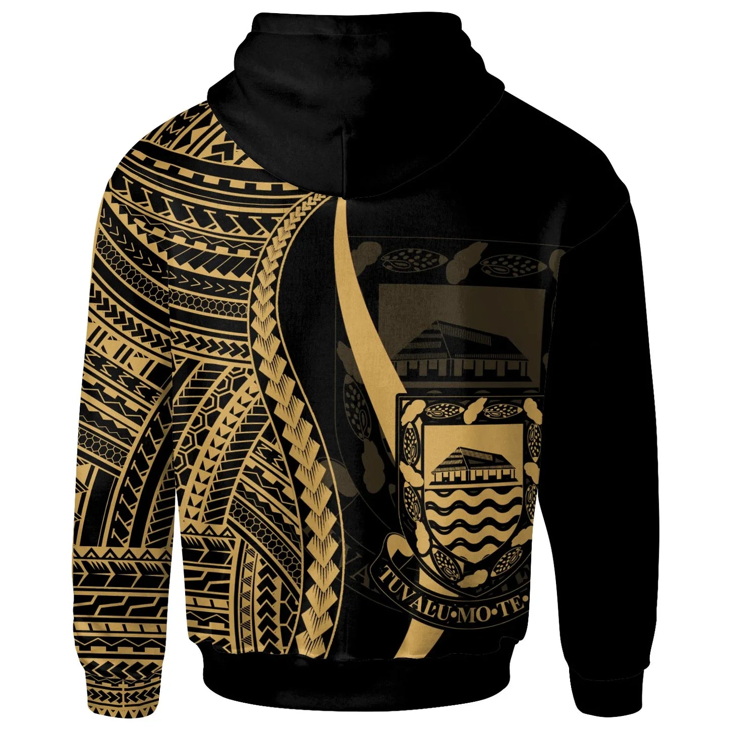 Tuvalu Custom Personalised Hoodie Gold - Tentacle Tribal Pattern