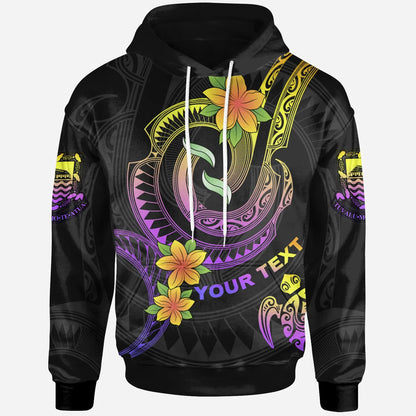 Tuvalu Custom Personalised Hoodie - Plumeria Flowers with Spiral Patterns