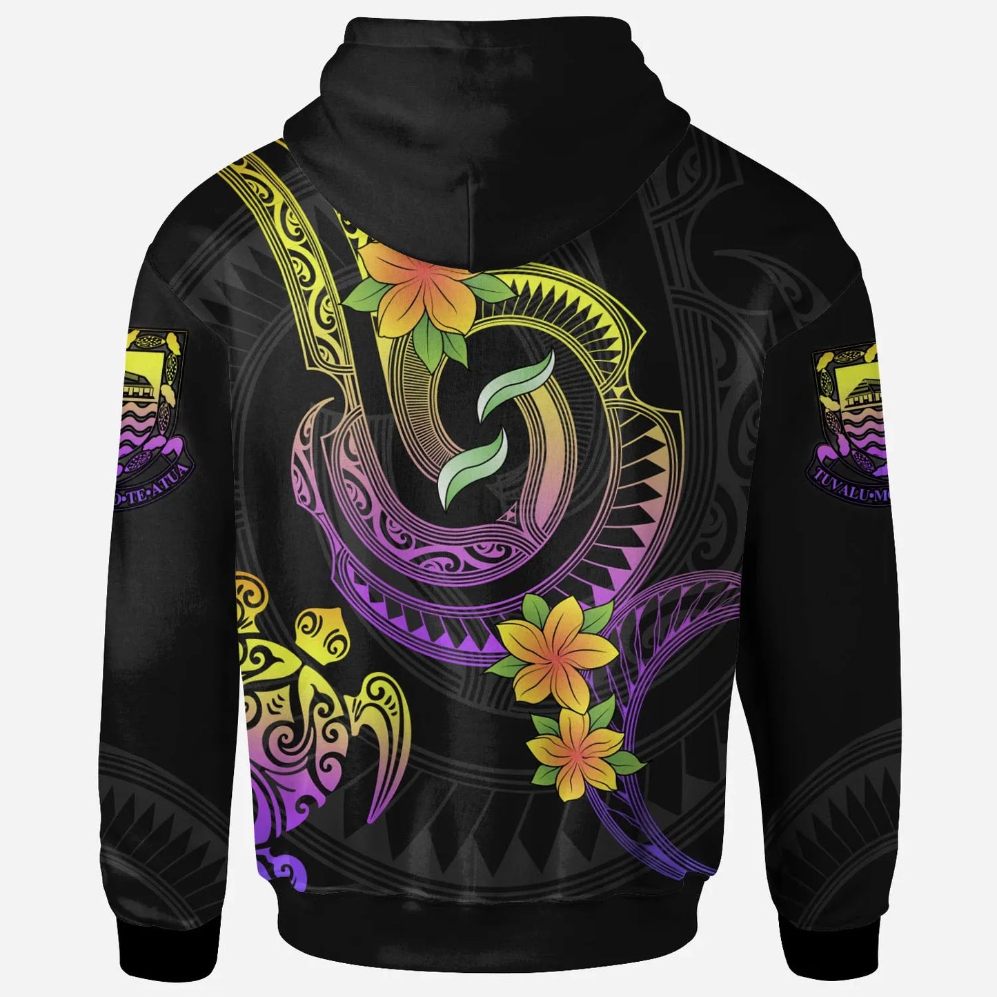 Tuvalu Custom Personalised Hoodie - Plumeria Flowers with Spiral Patterns