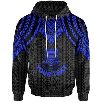 Tuvalu Custom Personalised Hoodie - Polynesian Armor Style Blue