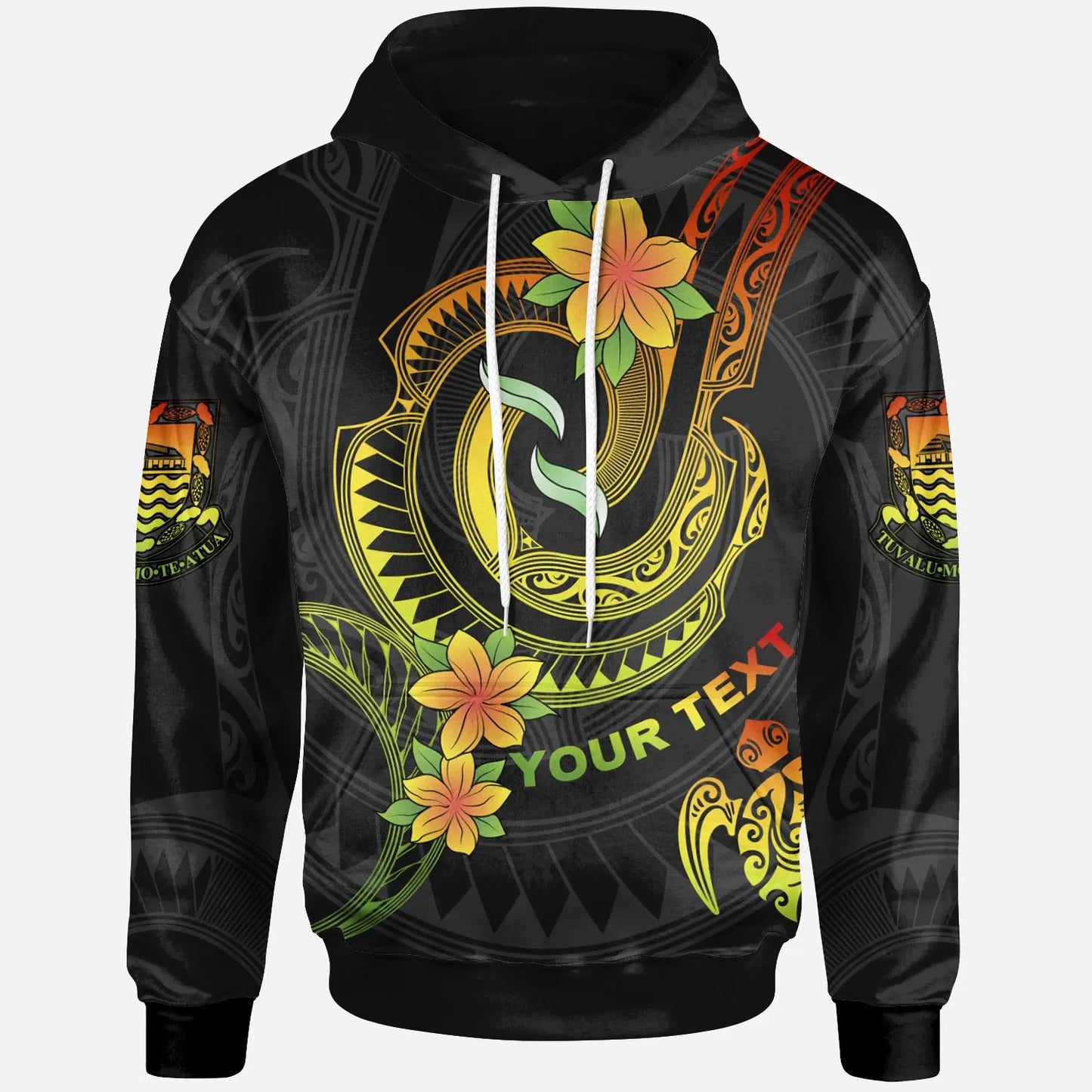 Tuvalu Custom Personalised Hoodie - Reggae Plumeria Flowers with Spiral Patterns