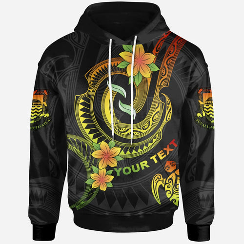 Tuvalu Custom Personalised Hoodie - Reggae Plumeria Flowers with Spiral Patterns