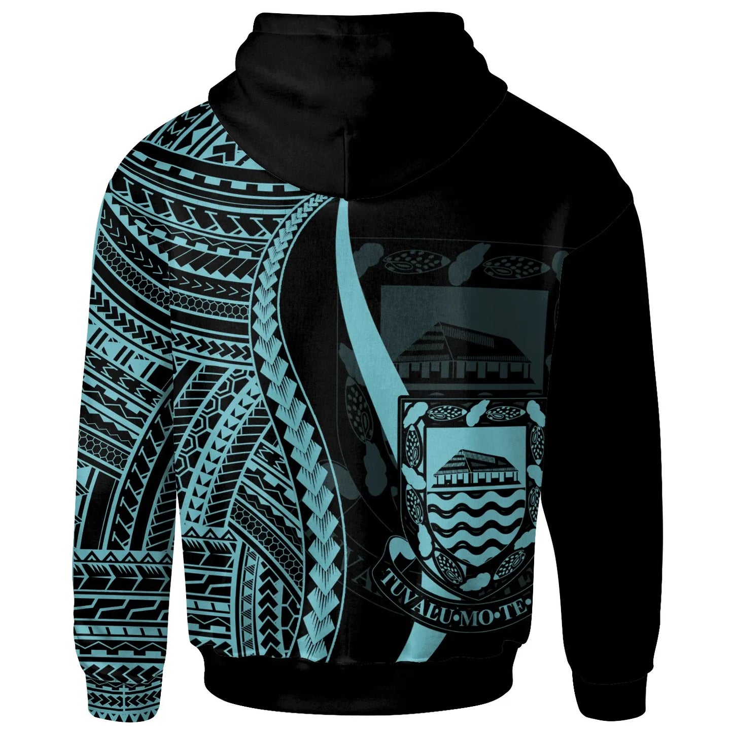 Tuvalu Custom Personalised Hoodie Turquoise - Tentacle Tribal Pattern