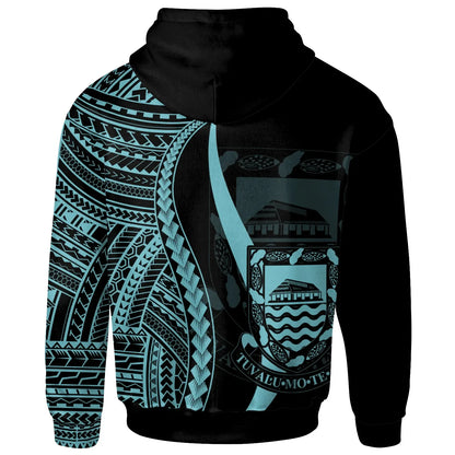 Tuvalu Custom Personalised Hoodie Turquoise - Tentacle Tribal Pattern