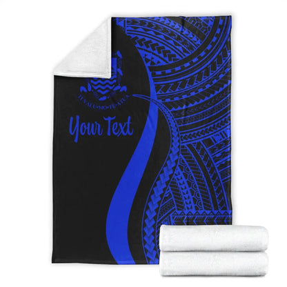 Tuvalu Custom Personalised Premium Blanket - Blue Polynesian Tentacle Tribal Pattern