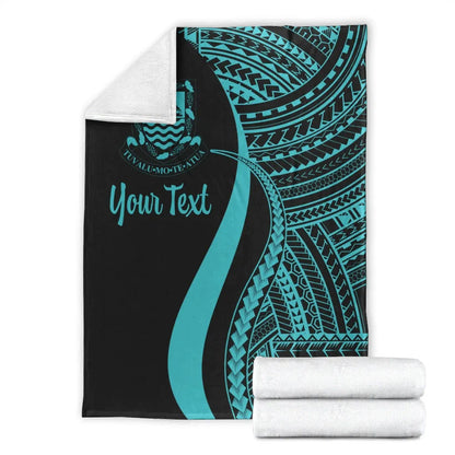 Tuvalu Custom Personalised Premium Blanket - Turquoise Polynesian Tentacle Tribal Pattern