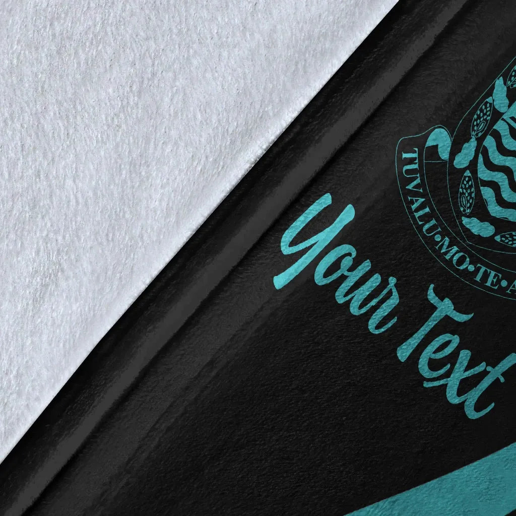 Tuvalu Custom Personalised Premium Blanket - Turquoise Polynesian Tentacle Tribal Pattern