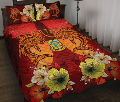 Tuvalu Custom Personalised Quilt Bed Sets - Tribal Tuna Fish