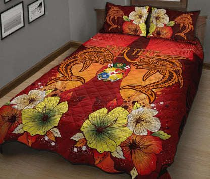 Tonga Custom Personalised Quilt Bed Sets - Tribal Tuna Fish