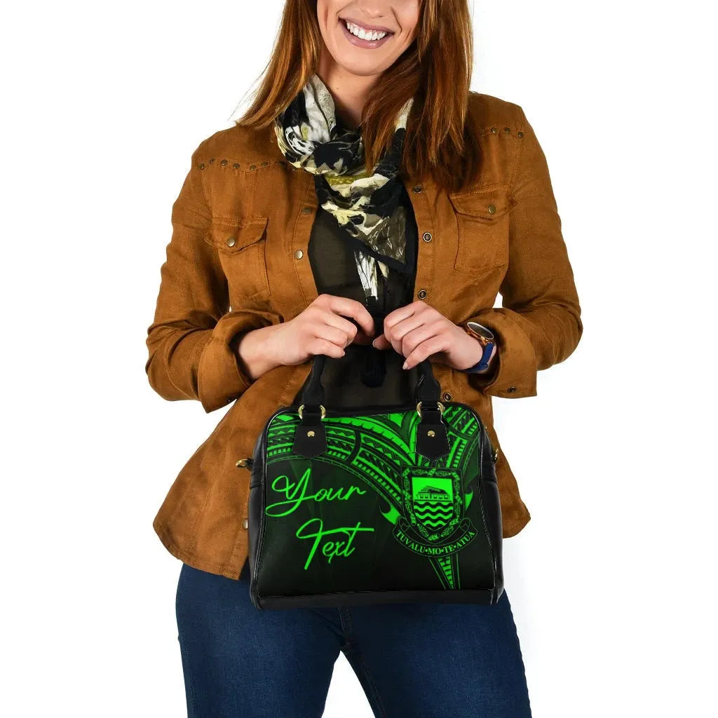 Tuvalu Custom Personalised Shoulder Handbag - Cross Style Green Style