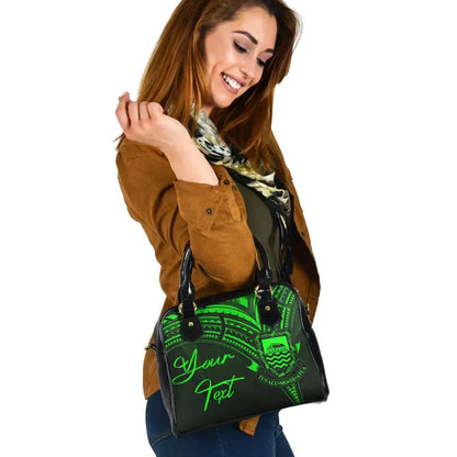 Tuvalu Custom Personalised Shoulder Handbag - Cross Style Green Style
