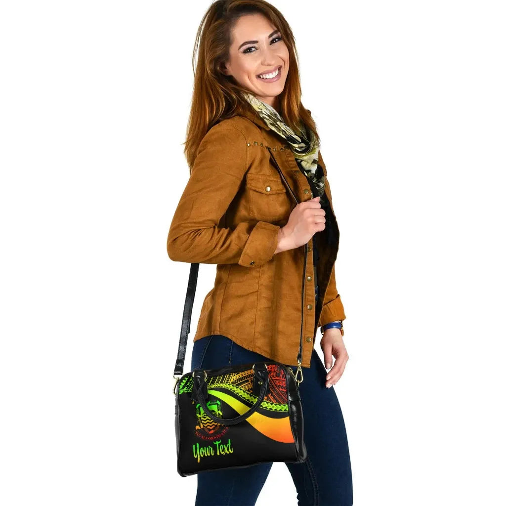 Tuvalu Custom Personalised Shoulder Handbag - Reggae Polynesian Tentacle Tribal Pattern