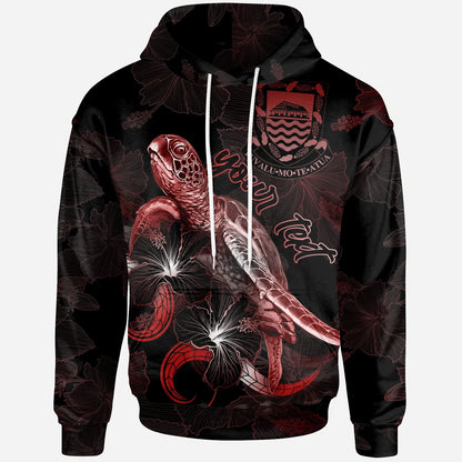 Tuvalu Custom Personalized Polynesian Hoodie - Turtle With Blooming Hibiscus Red