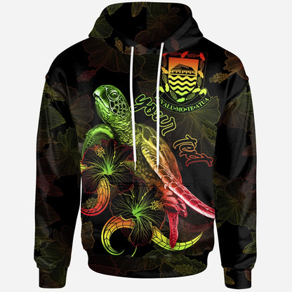 Tuvalu Custom Personalized Polynesian Hoodie - Turtle With Blooming Hibiscus Reggae
