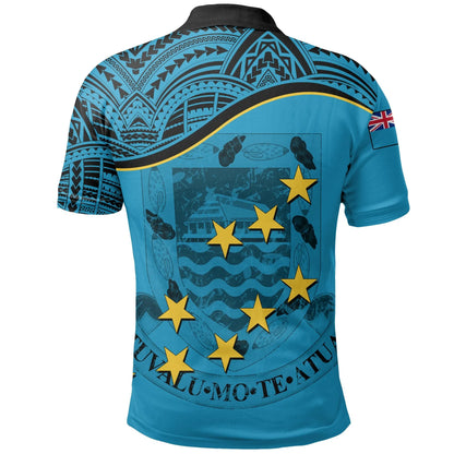 Tuvalu Polo Shirt - Tuvalu Flag Coat Of Arms Blue