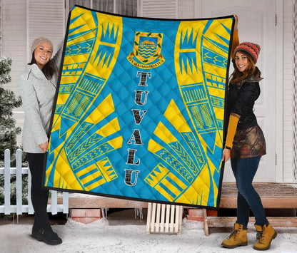 Tuvalu Premium Quilt - Tuvalu Coat Of Arms Polynesian Yellow Tattoo