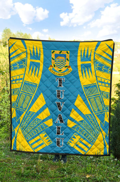 Tuvalu Premium Quilt - Tuvalu Coat Of Arms Polynesian Yellow Tattoo