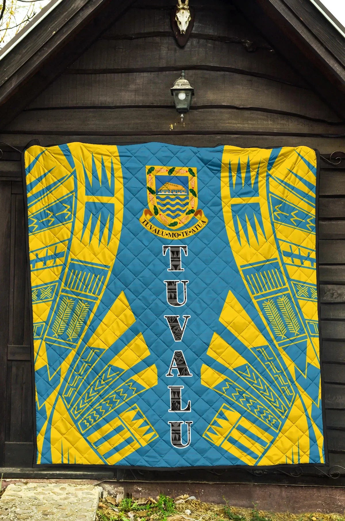 Tuvalu Premium Quilt - Tuvalu Coat Of Arms Polynesian Yellow Tattoo