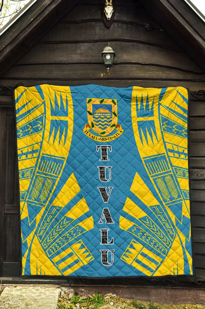 Tuvalu Premium Quilt - Tuvalu Coat Of Arms Polynesian Yellow Tattoo