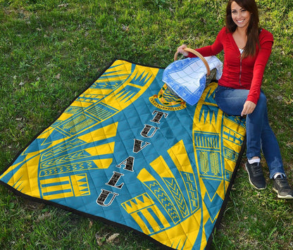 Tuvalu Premium Quilt - Tuvalu Coat Of Arms Polynesian Yellow Tattoo