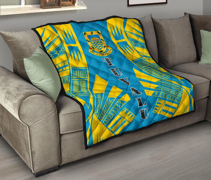 Tuvalu Premium Quilt - Tuvalu Coat Of Arms Polynesian Yellow Tattoo