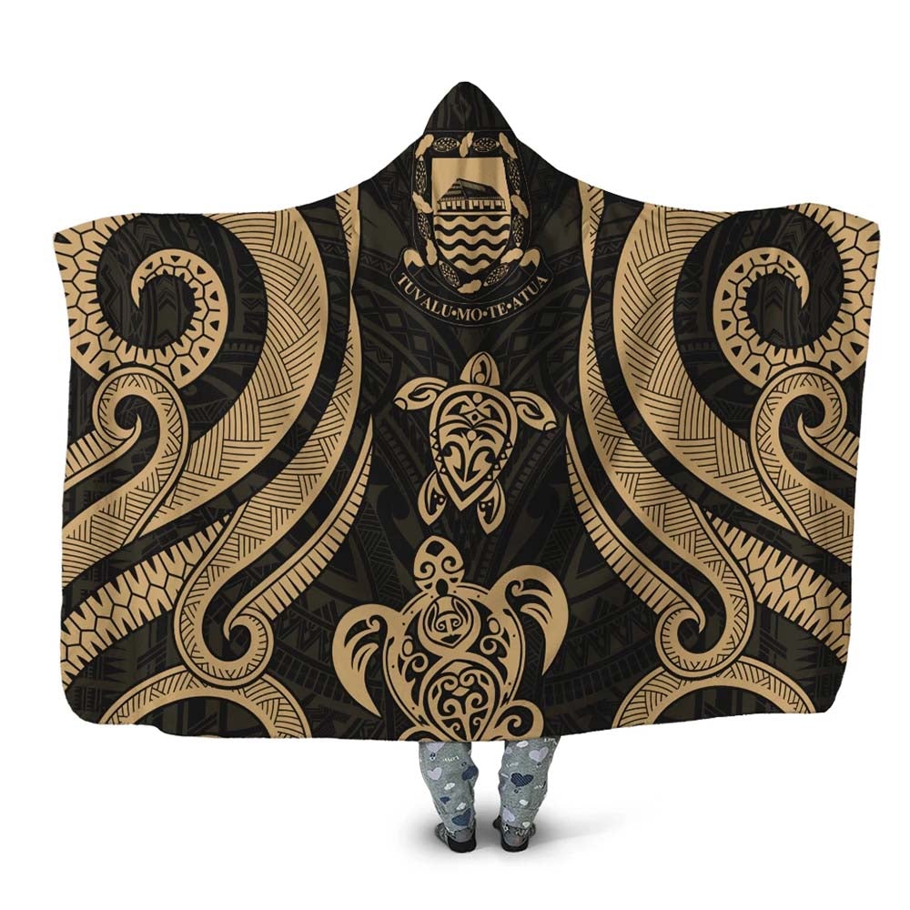 Tuvalu Hooded Blanket - Gold Tentacle Turtle