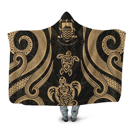 Tuvalu Hooded Blanket - Gold Tentacle Turtle