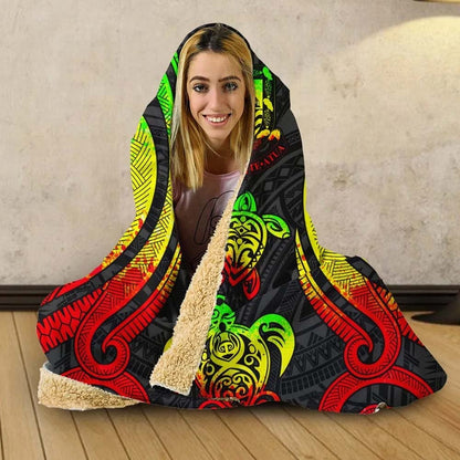 Tuvalu Hooded Blanket - Reggae Tentacle Turtle