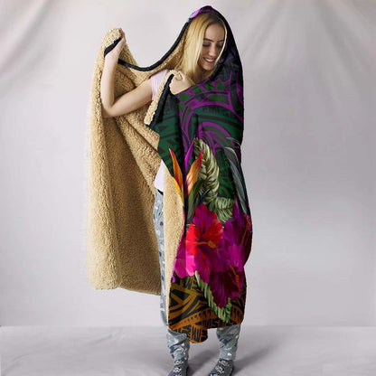 Tuvalu Hooded Blanket - Summer Hibiscus
