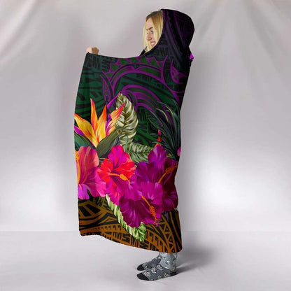 Tuvalu Hooded Blanket - Summer Hibiscus